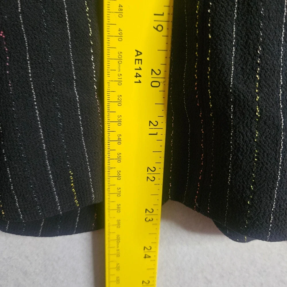 Escada Blazer Black Pinstripe Multi Color Metallic Two Button Jacket Size 38